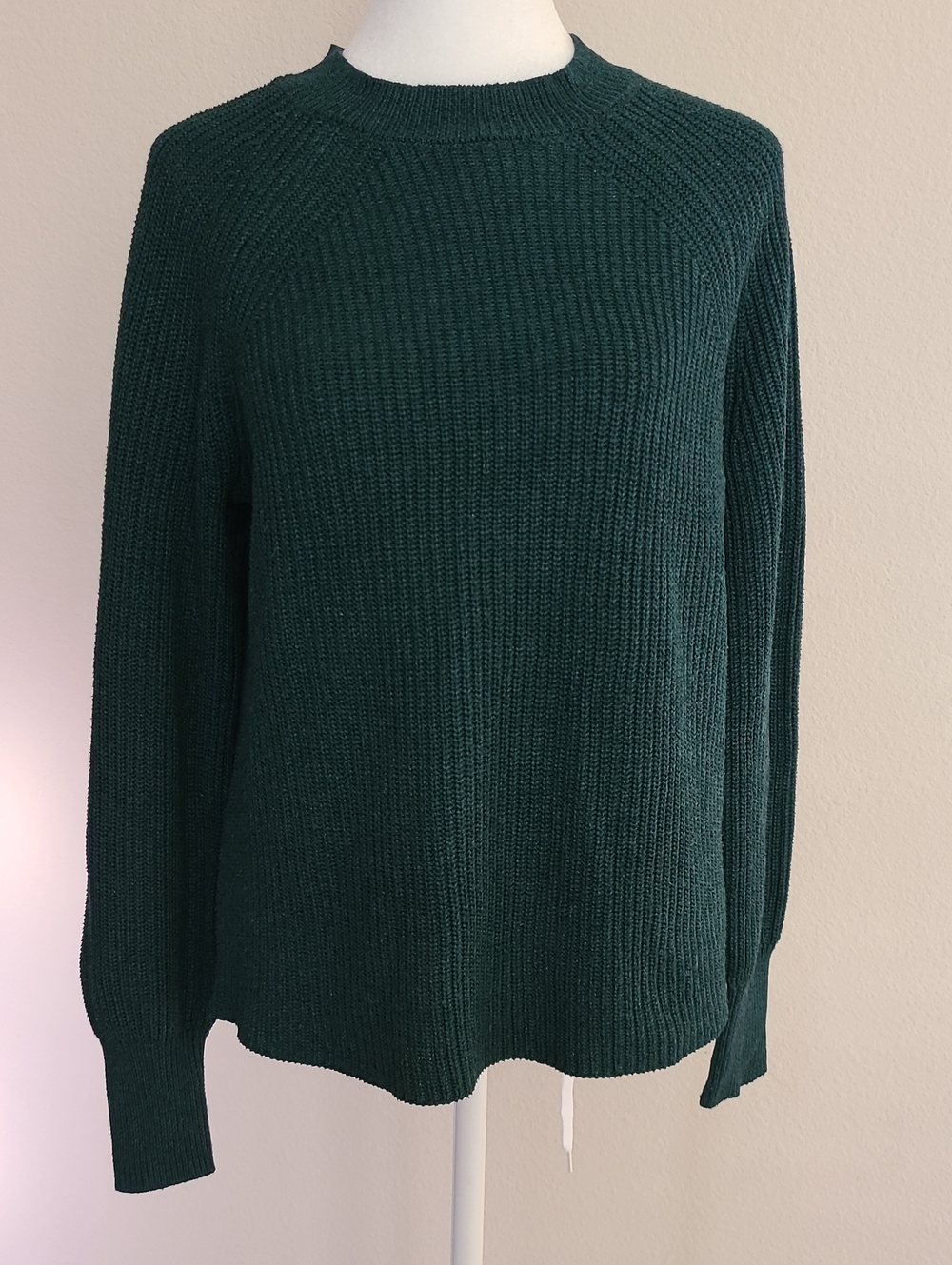 Jessica Simpson Forest Green Ribbed Chunky Cottagecore Crewneck Sweater Size S